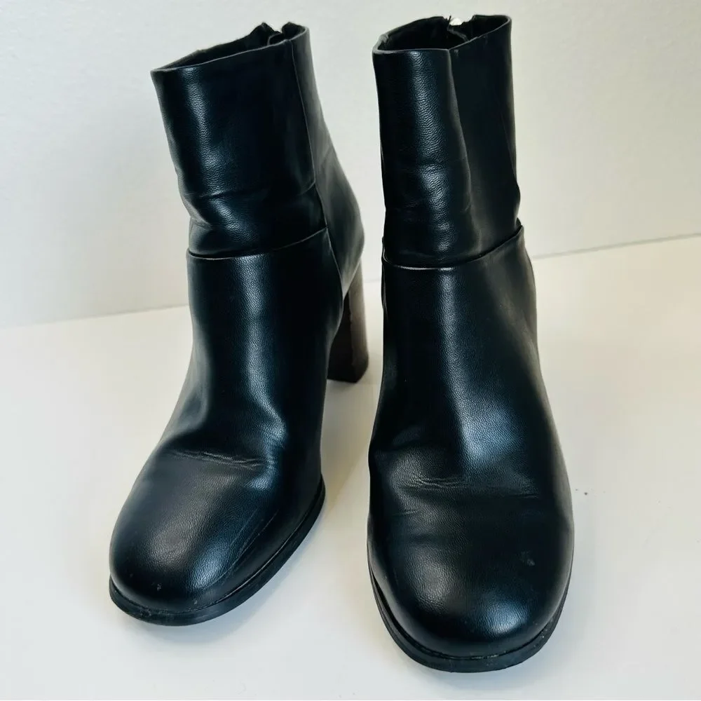 ASOS Black Vegan Leather Block Heel Boots Size‎ 6